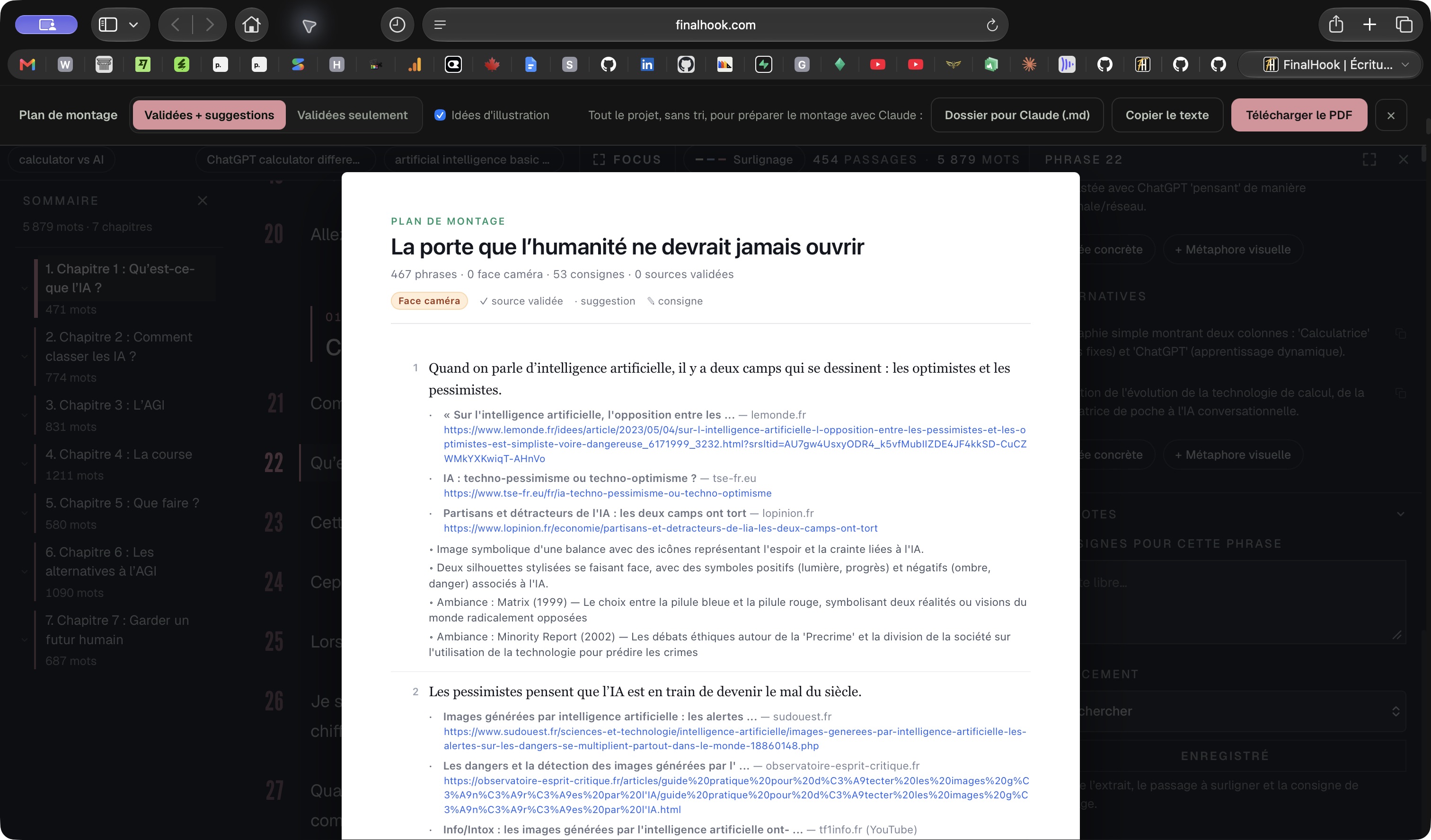 Exporter le plan de montage — capture réelle de FinalHook