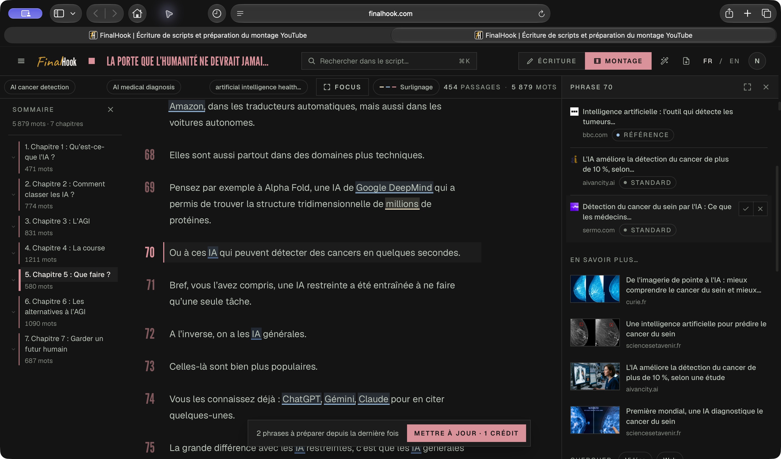 Documenter le dépistage avec « En savoir plus » — capture réelle de FinalHook